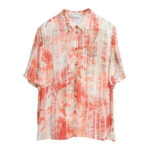 az modell (Germany) Crêpe Weave Viscose Botanical Discharge Shirt Fire Opal : XL